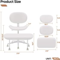 Upgraded Cross Legged Office Chair with Wheels, ADHD Chair for Adults, Wider Height Adjustable Backrest and Seat, Meditation Chair, Ergonomic & Yoga Office Chair, PU Leather, Beige, White - Image 2