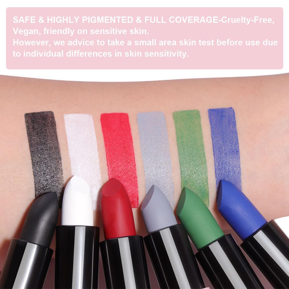 Green Matte Lipstick for Women, Green Lip Face Body Paint Stick, Halloween SFX Witch Makeup Elphaba Costume Face Paint Stick, Waterproof Long Lasting Lip Balm for Goth Clown Makeup - Image 4