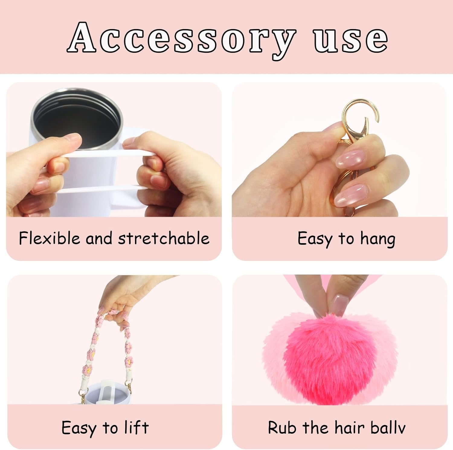 XIANGYUAN 11PCS Cup Accessories for Stanley Cup,Straw Cover Cap for Stanley Cup 30oz or 40oz,Including Water Bottle Handle Strap,Boot,Decorative Chains,Personalized Sticker for Stanley - Image 3