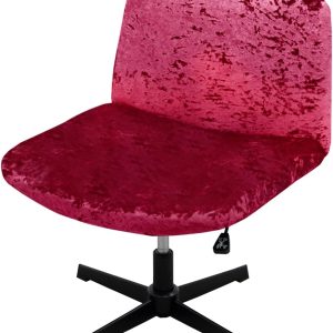 Armless Chair Slipcover Criss Cross Accent Mid Back Wide Seat Swivel Task Chair Protector Stretch Removable for Living Room Bedroom Accent Chair (Wine-red)