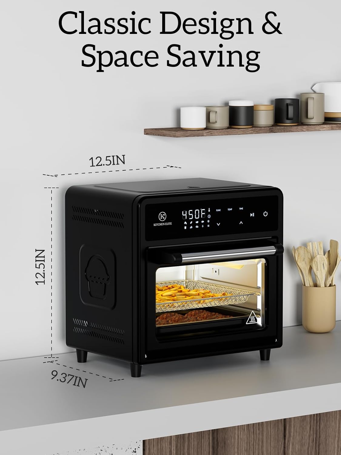 Kitchen Elite Air Fryer Toaster Oven Combo, 12.6 QT Stainless Steel Airfryer 10 in 1, Convection Oven Countertop 450°F, Non-Toxic for Bake, Roast, Reheat, Broiler, Dehydrate with Digital Touch Screen - Image 6