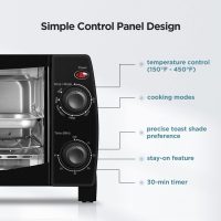 Dominion 4 Slice Small Toaster Oven Countertop, Retro Compact Design, Multi-Function with 30-Minute Timer, Bake, Broil, Toast, 1000 Watts, 2-Rack Capacity, Black - Image 3