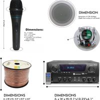 Home Theater System Kit 1000 Watts Bluetooth Receiver w/ 6 Qty 5.25" 175 Watts Each in-Wall in-Ceiling Speakers & 16 Gauge 250 ft. Speaker Wire Portable Microphone w/Remote Control by Technical Pro - Image 2