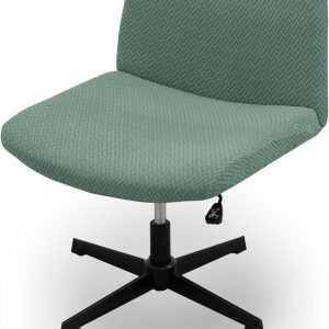 Dimatic Armless Office Chair Covers Criss Cross Wide Desk Chair Cover Slipcover Stretch Jacquard Swivel Computer Chair Covers for Home Office-Green