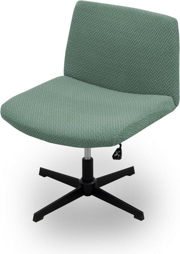 Dimatic Armless Office Chair Covers Criss Cross Wide Desk Chair Cover Slipcover Stretch Jacquard Swivel Computer Chair Covers for Home Office-Green