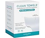 Clean Skin Club Blemish Control Clean Towels® XL, Compostable Face Towels, Light Exfoliation for Oily Skin, Eczema Association Accepted Disposable Face Towelette, Makeup Remover Dry Wipes, 50 count