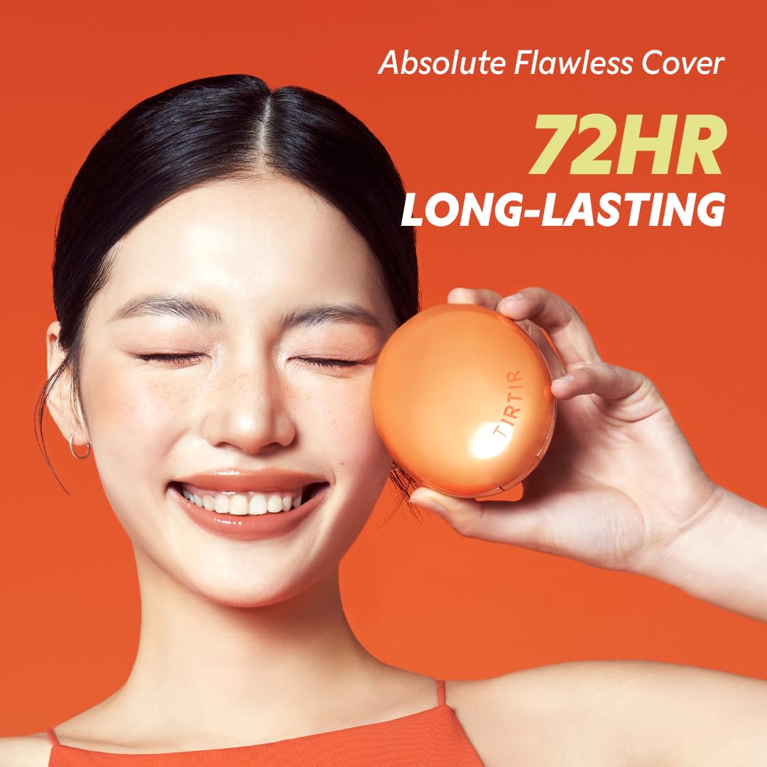 TIRTIR Mask Fit Ai Filter Cushion Foundation | AI-Like Semi-Matte Finish - Up to 72-Hour Medium to Full Coverage Korean BB Cushion Make up Beauty, #23N Sand, 0.63 Fl Oz - Image 6