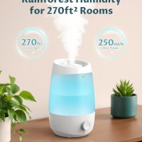 BREEZOME Humidifiers for Bedroom, 2.5L Humidifiers for home, 250ml/h Mist Output, 7 Adjustable LED,25hrs Essential Oil Diffuser, 25dB Ultra-Quiet Operation for Nurseries and Indoor Plants, White - Image 6