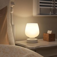 Touch Table Lamp for Nightstand - Small Bedside Lamp for Bedroom Living Room Night Stands, Desk Lamp with White Glass Shade for Small Spaces, 3 Way Dimmable, LED Bulbs, Gifts - Image 3