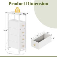 Yoobure Narrow Dresser for Bedroom, LED Slim Nightstand with Charging Station, Small Dressers Chest of Drawers, Narrow Side Table End Table Tall Skinny Cabinet Night Stand for Small Spaces, White - Image 2
