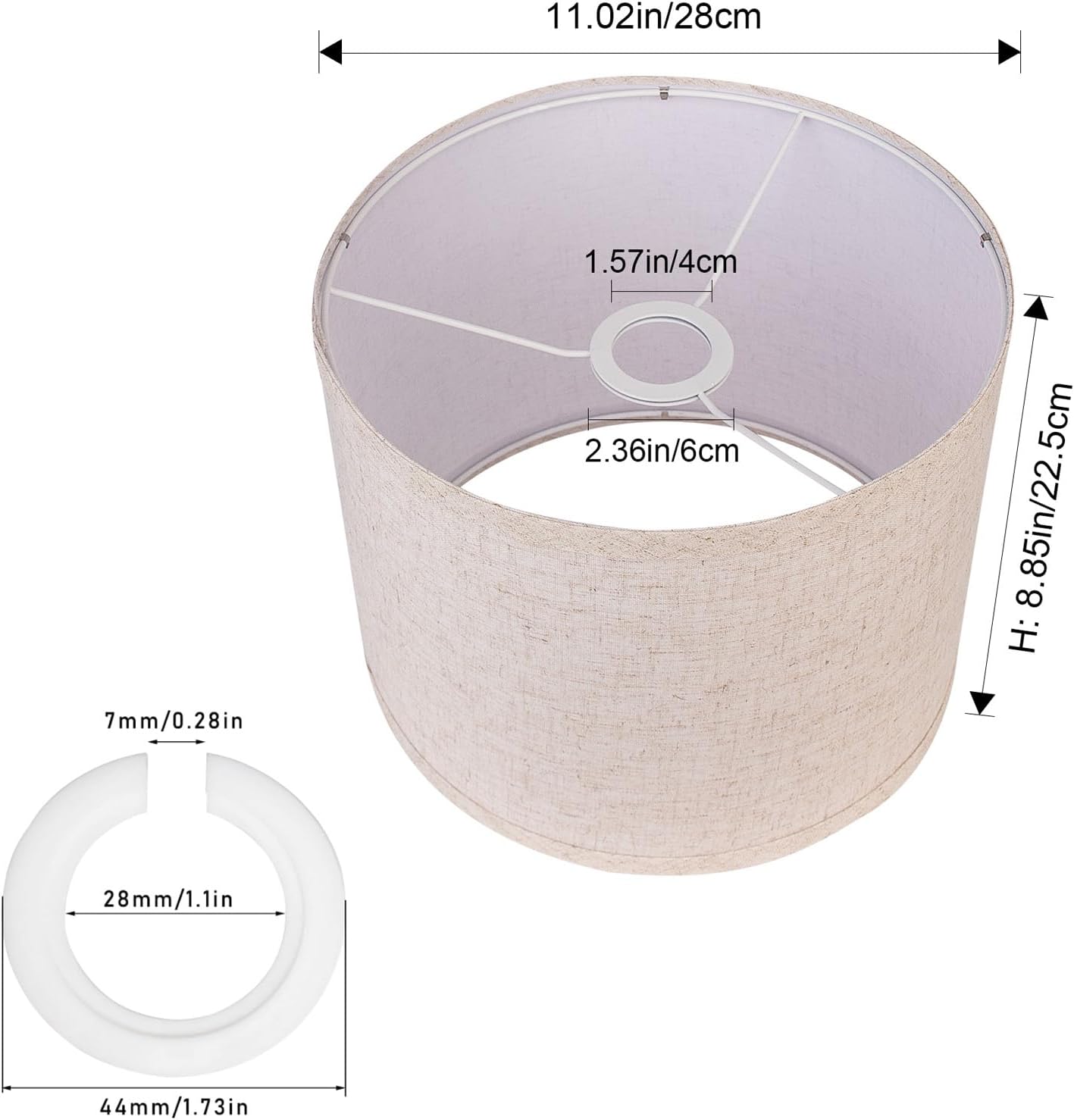 Drum Lamp Shades Set of 2, Linen Lampshade Replacement for Table, Floor &Bedside Lamps, 8.85''x11.02'', 2 Pack - Image 2