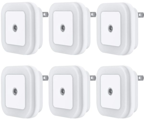 Uigos LED Night Light Lamp with Smart Sensor Dusk to Dawn Sensor, Daylight White, 0.5W Plug-in, 6-Pack