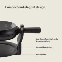 BELLA Classic Rotating Belgian Waffle Maker with Nonstick Plates, Removable Drip Tray, Adjustable Browning Control and Cool Touch Handles, Black - Image 3