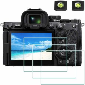Screen Protector for Sony Alpha A7R V 7R V A7RV Camera & Hot Shoe Cover, 0.3mm 9H Hardness Tempered Glass Cover Anti-Scrach Anti-Fingerprint Anti-Bubble [3 Pack]