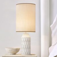 Tall Lamp Shade, 10" Top X 10" Bottom X 13" High Large Drum Lampshade for Table Lamps Floor Lamp, White Line Fabric Lamp Shade, Easy Assembly Replacement Lampshades - Image 4
