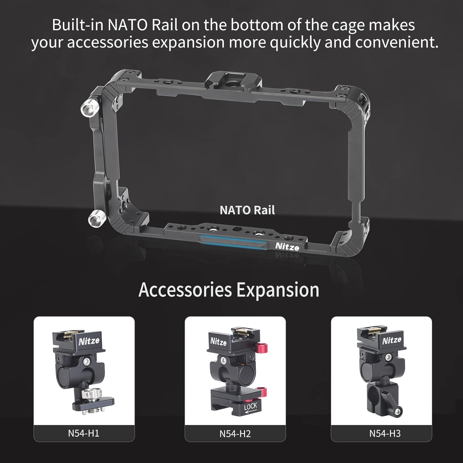 Nitze Cage Kit for Atomos Ninja V/Ninja V+ / Shinobi/Ninja/Ninja Ultra/Zato Connect Monitor, with HDMI Cable Clamp and Sunhood - JT-A02B - Image 4