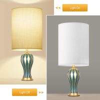 Tall Lamp Shade, 10" Top X 10" Bottom X 13" High Large Drum Lampshade for Table Lamps Floor Lamp, White Line Fabric Lamp Shade, Easy Assembly Replacement Lampshades - Image 2