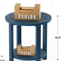 YEFU Outdoor Side Table for Patio: 16in HIPS Small Round Outdoor End Table - 2-Tier Adirondack Tables for Patio Porch Yard Poolside Living Room Beach Bedroom (Navy, 1 Pack) - Image 3