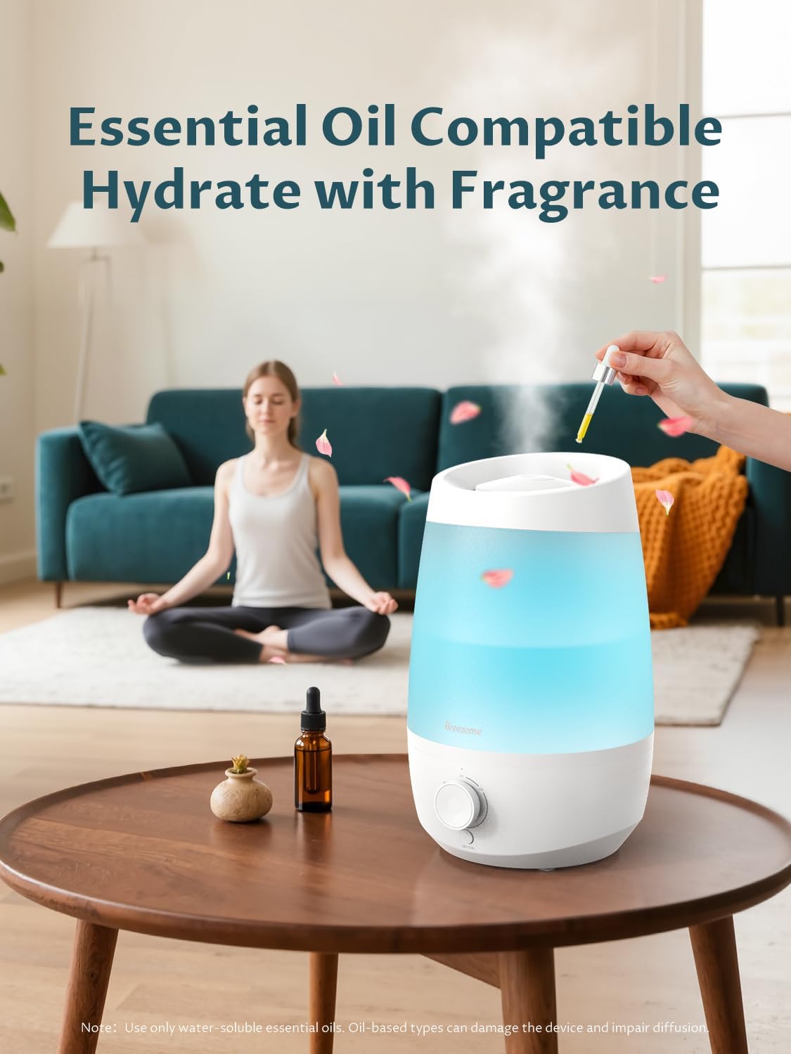 BREEZOME Humidifiers for Bedroom, 2.5L Humidifiers for home, 250ml/h Mist Output, 7 Adjustable LED,25hrs Essential Oil Diffuser, 25dB Ultra-Quiet Operation for Nurseries and Indoor Plants, White - Image 3