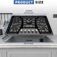 Gas Cooktop 30 Inch, 5 Burner Stove top, Built-in Propane/Natural Gas Convertible Hob, Stainless Steel Countertop Built-in with Thermocouple Protection, Black - Image 7