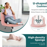 Criss Cross Chair with Wheels, Ergonomic Armless Swivel Comfy Vanity Seat, Wide Back Support and Adjustable Height for Home Office Bedroom Computer Gaming Makeup, Pink Velvet - Image 3