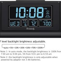 DreamSky Alarm Clocks for Bedrooms with Battery Backup, Auto Set Digital Clock with Date and Day of Week, Temperature, USB Port, Auto DST, Dimmer, 12/24H - Image 2