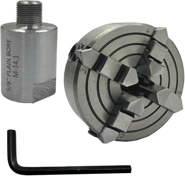 MachEl Lathe Spindle Adapter - Convert Shopsmith Mark V 5/8" Spindle to M14 x 1 Thread for 70 mm 4-Jaw Independent Chuck