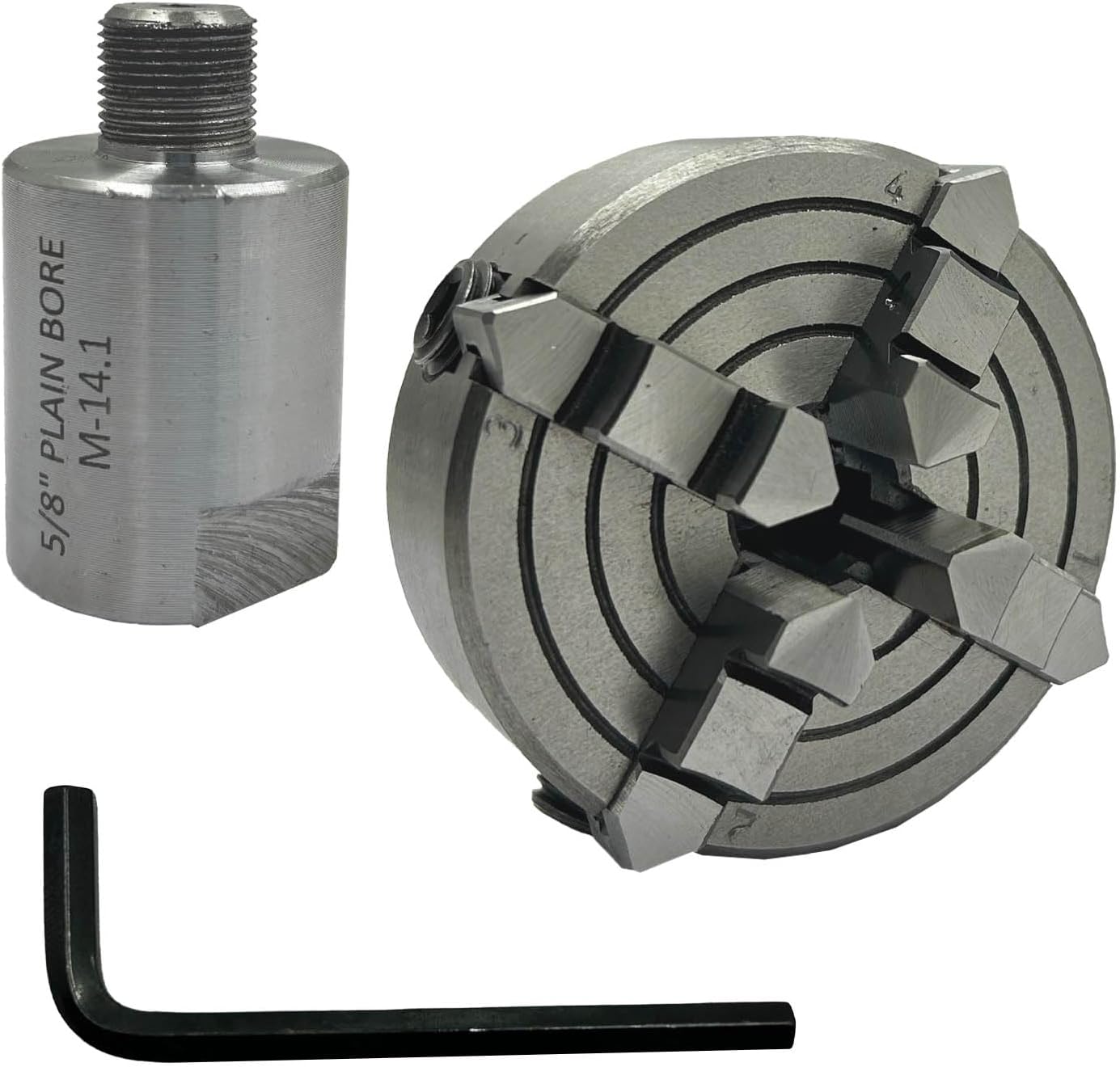 MachEl Lathe Spindle Adapter - Convert Shopsmith Mark V 5/8" Spindle to M14 x 1 Thread for 70 mm 4-Jaw Independent Chuck