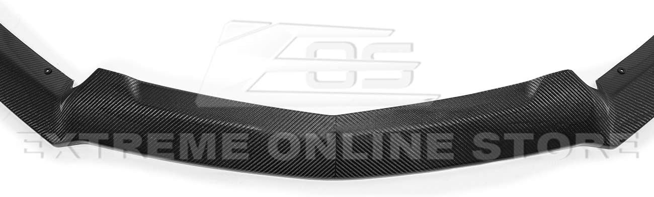 Replacement For 2014-2019 Cadillac CTS | V-Style Carbon Fiber Package Front Bumper Lower Lip Splitter (Carbon Fiber) - Image 8