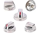 5Pcs DG64-00473A For Samsung Gas Stove Oven Top Burner Control Knob, Stainless Steel Die-Cast Molding Replaces NX58H5600SS NX58F5700WS NX58J7750SS NX58M6850SS NX58H5650WS, for Ssamsung nx58r5601ss
