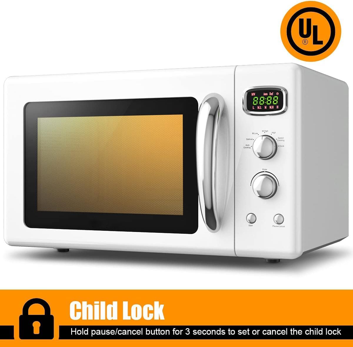 MAT EXPERT 0.9 Cu.ft Microwave Countertop, Digital Timing & 5 Micro Power, 25L Small Microwave w/Glass Turntable & 6 Preset Buttons, Delayed Start Function, 900W Mini Microwave w/Child Lock - Image 7