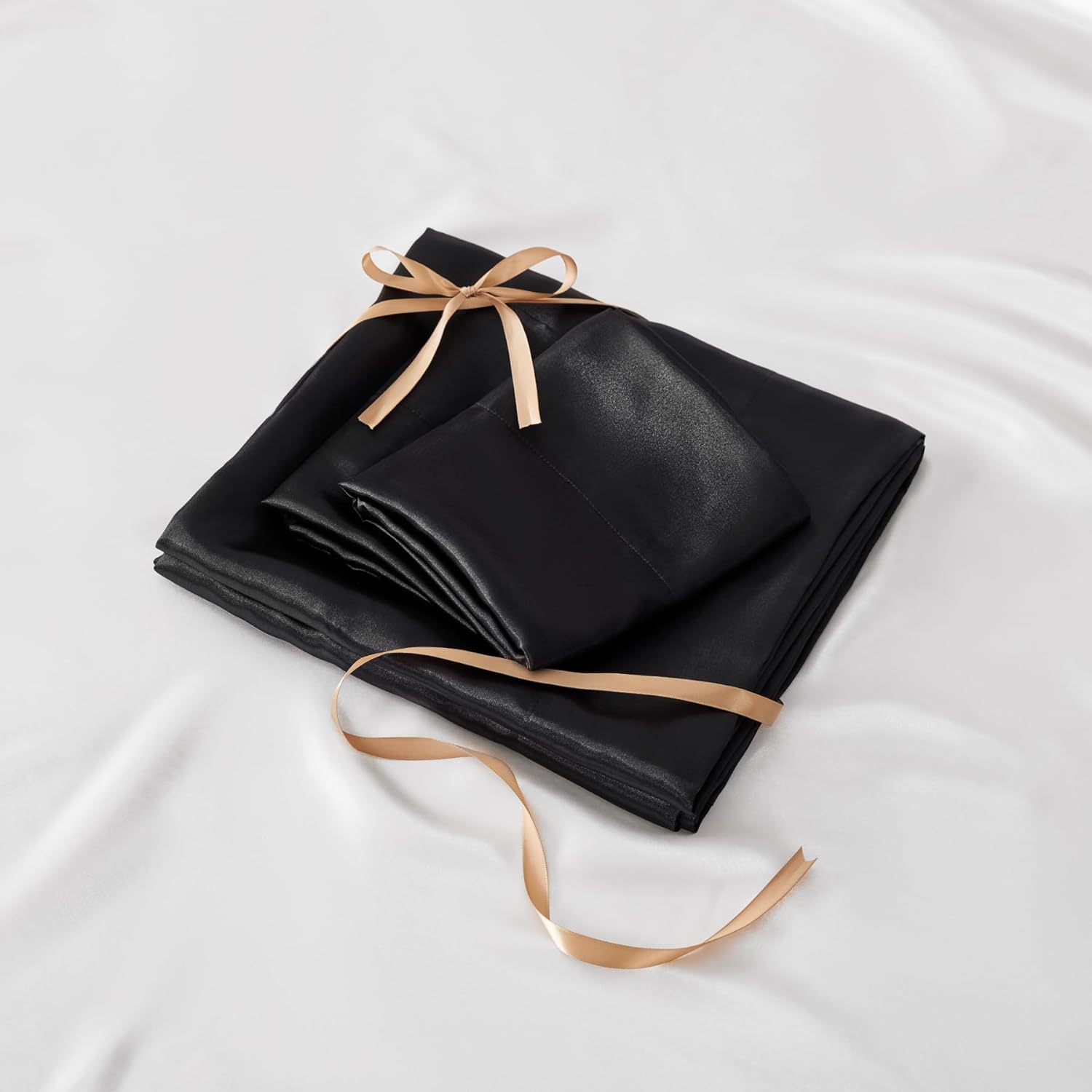 BEDELITE Satin Sheets Queen Size Bed Set, Luxury Soft Black Silky Sheets for Hair and Skin, Similar to Silk Bed Sheets Set 4 Pieces with 1 Deep Pocket Fitted Sheet, 1 Flat Sheet, and 2 Pillowcases - Image 7