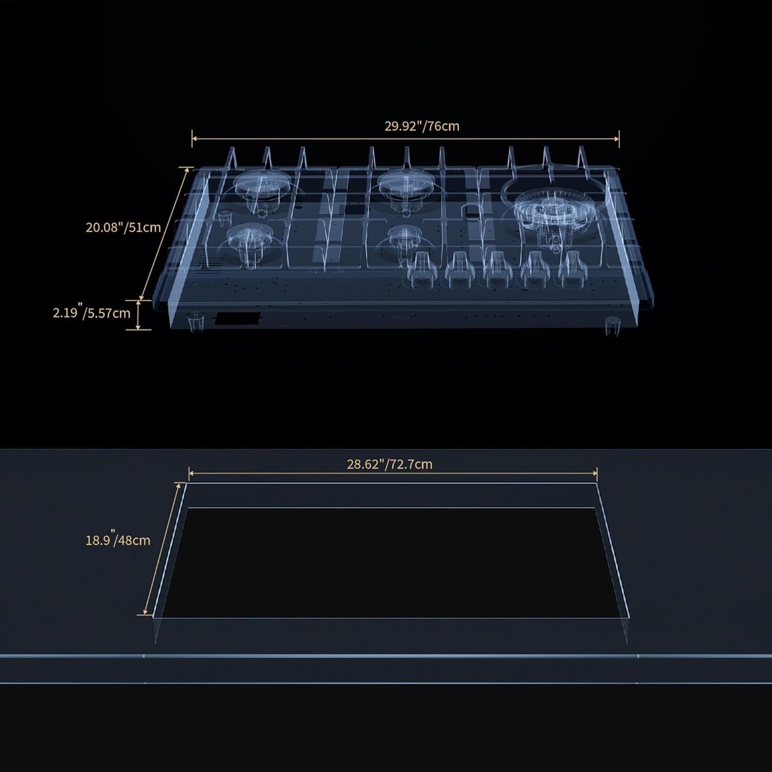 Empava Gas Cooktop 30 Inch, 5 SABAF Sealed Burners Made in Italy, Stove Top Bulit-in Ion Flame Ignition, NG/LPG Convertible CSA Approved, Stainless Steel, Ideal for Kitchens,Apartments - Image 7