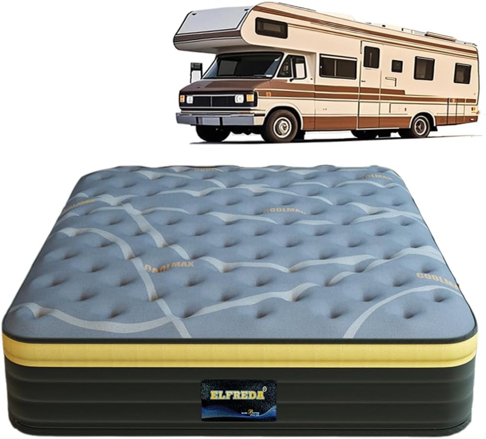 Elfreda Short Queen Mattress, 12 inch Pillow Top Pocket Spring Hybrid RV Mattress, Memory Foam Innersprings Medium Firm,Supportive Pressure Relief 74''x60 Camper in a Bag
