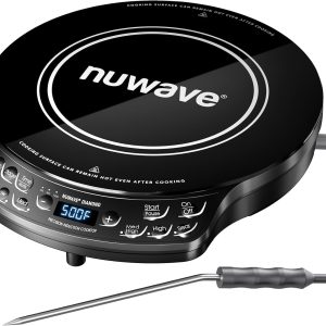 Nuwave Portable Induction Cooktop Diamond with Probe, Advanced Countertop Burner, 91 Temps from 100°F to 500°F, 12”Shatter-Proof Ceramic Glass & 6.5”Heating Coil, Ideal for RV Camp,Small Apt,Travel