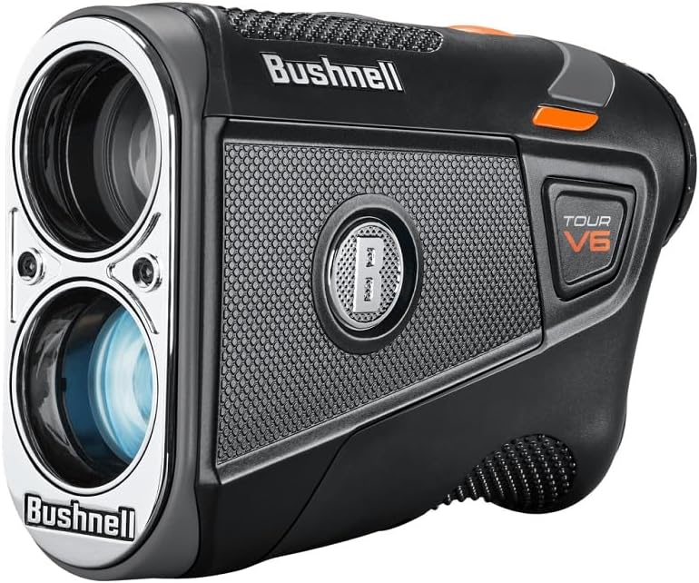 Bushnell Golf Tour V6 Laser Rangefinder Patriot Pack, Visual Jolt Flag Locking, Magnetic Mount, 1300 Yard Range 6X Magnification
