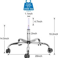 Frassie 28 Inch Office Chair Metal Base Replacement Heavy Duty Computer Chair Base Part with 5 Casters 1 Gas Lift Cylinder (Silver) - Image 3