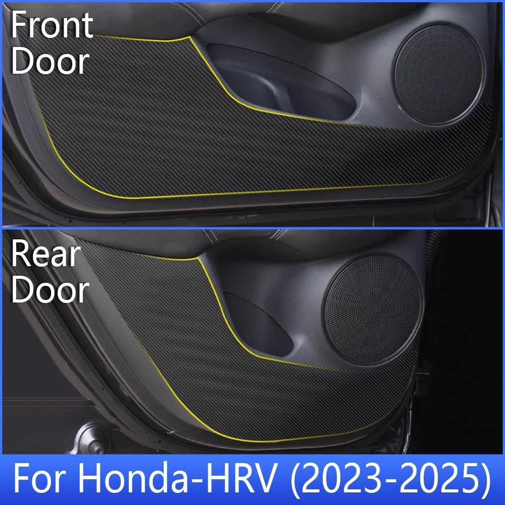 Car Door Anti Kick Pad for Honda HR-V HRV 2023 2024 2025 2026 Hybrid Accessories Carbon Fiber Style Leather Sticker Door Sill Protector Cover Edge Guard Side Mat Interior Dirty - Image 2