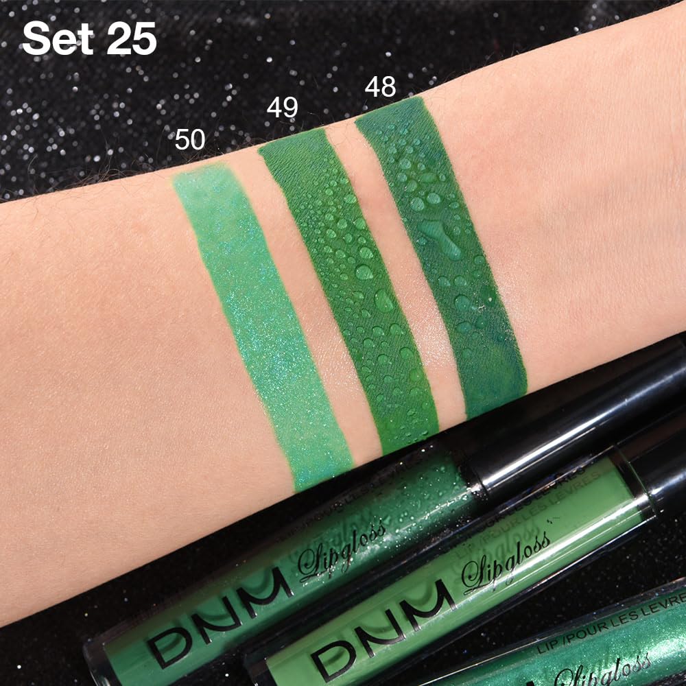 evpct 3Pcs Dark Pale Teal Forest Emerald Green Matte Glitter Shimmer Shiny Liquid Lipstick Lip Stain Sets for Women Matte+Lipstick Long Lasting Waterproof 24 hr Magic Lipstick 24 Hours original - Image 5