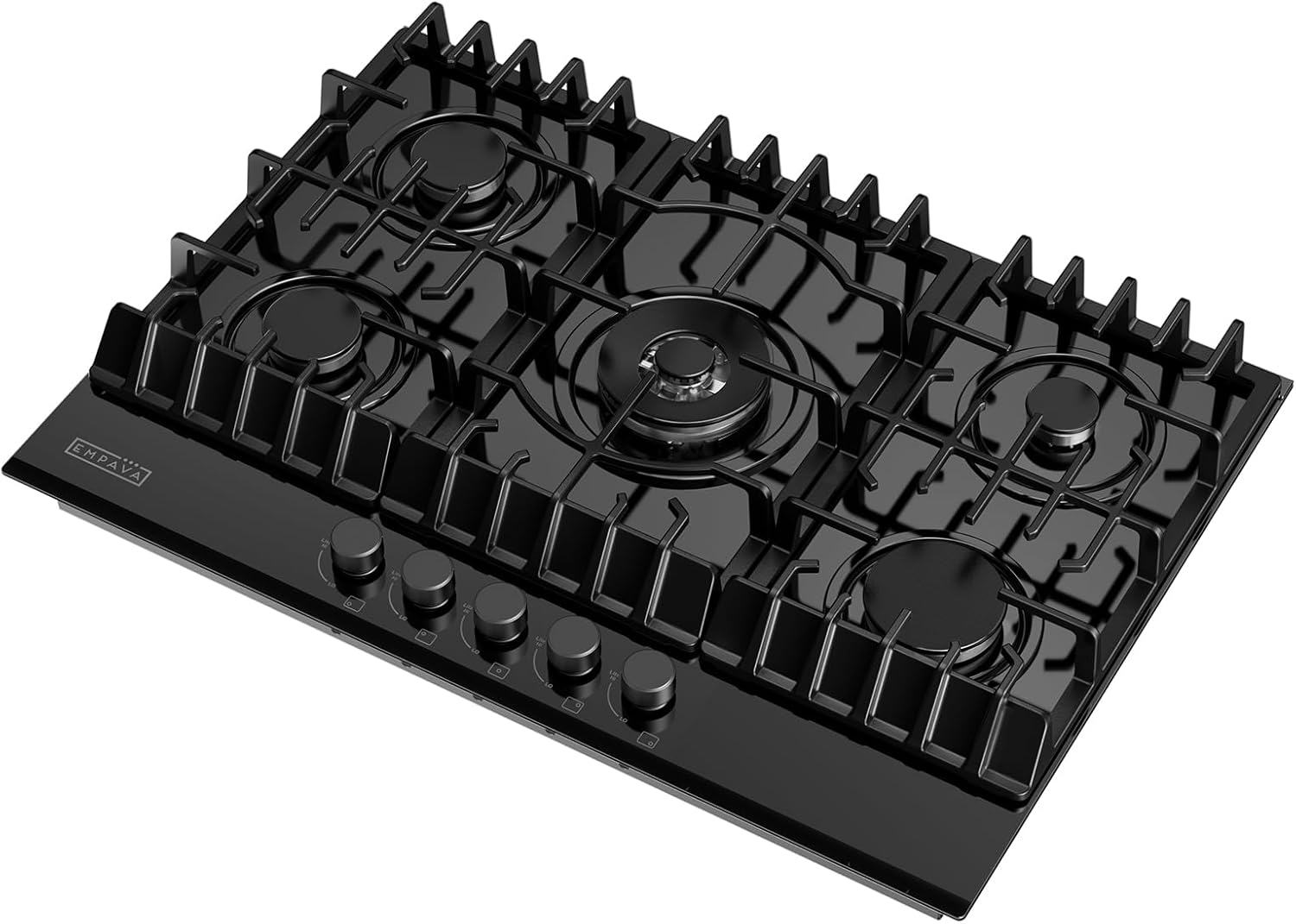 Empava 30 in. Gas Stove Cooktop 5 Italy Sabaf Sealed Burners NG/LPG Convertible in Black Tempered Glass, 30 Inch