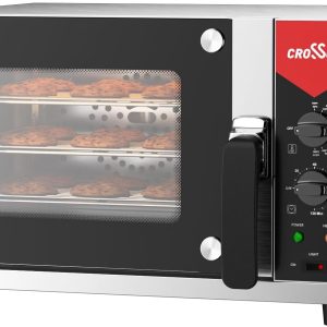CROSSON 23L Quarter-Size Convection Oven,3-Tier Commercial Toaster oven w/Front Glass Door,3 set of Wire Racks,120 Minutes Timer and Interior Light, 120V/1600W Countertop Conventional Oven