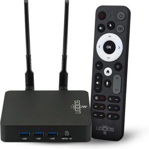 UGOOS AM9 64-Bit Android Media Player, 4K HDR TV Box with Bluetooth Remote, Amlogic S905X5 Quad-Core, 4 GB RAM, 64 GB Storage, Wi-Fi 6, Bluetooth 5.2, HDMI 2.0, Upgraded Version of AM6B Plus
