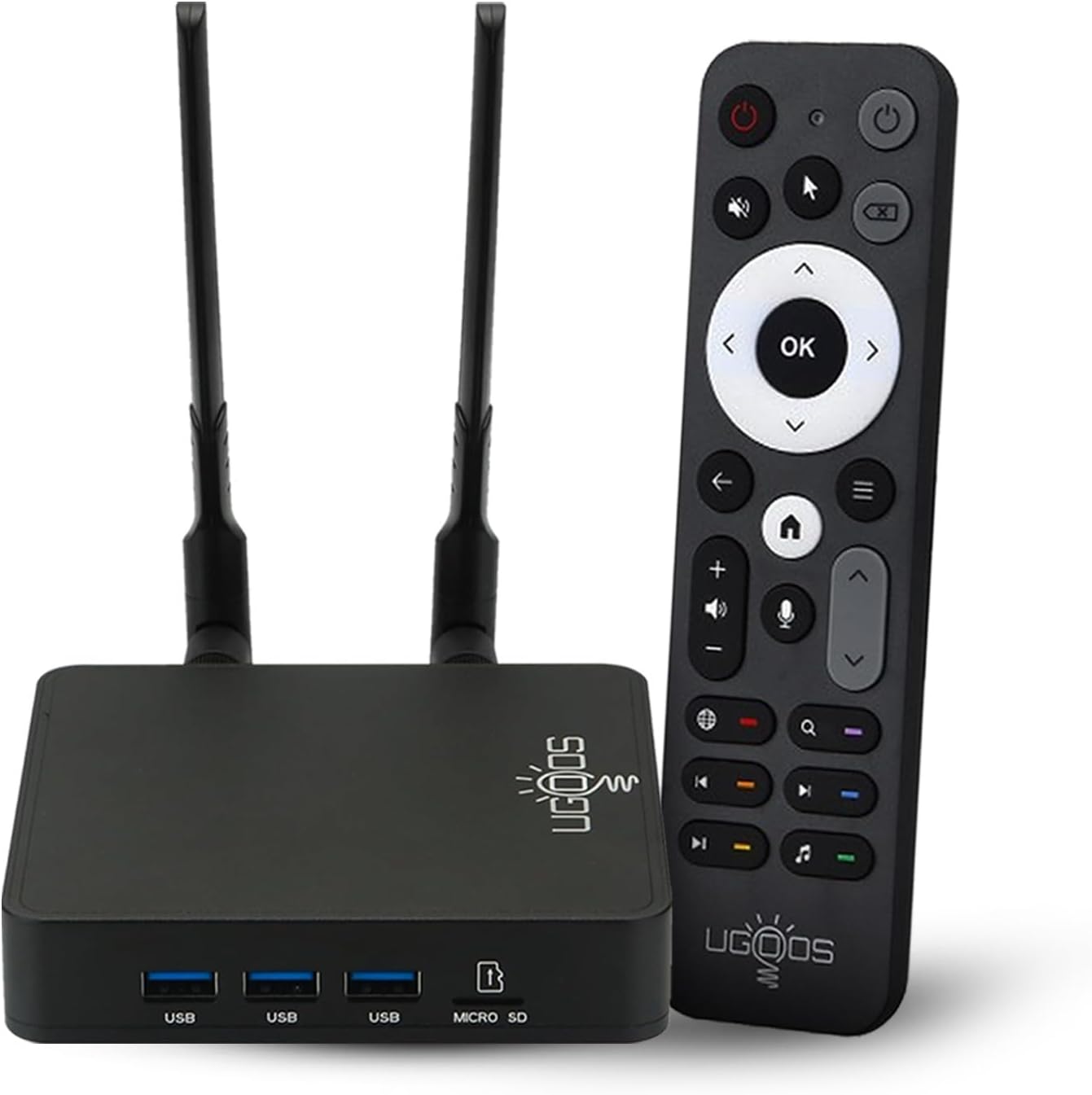 UGOOS AM9 64-Bit Android Media Player, 4K HDR TV Box with Bluetooth Remote, Amlogic S905X5 Quad-Core, 4 GB RAM, 64 GB Storage, Wi-Fi 6, Bluetooth 5.2, HDMI 2.0, Upgraded Version of AM6B Plus