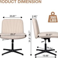 HOFFREE Criss Cross Chair Cross Legged Office Chair Home Office Chair Ergonomic Armless Chair for Desk Beige - Image 2