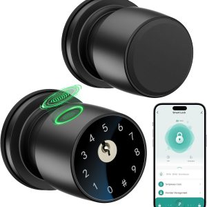 IRONZON Fingerprint Door Knob Fingerprint Door Lock with App Control Smart Door knob for Bedroom, Biometric Door Lock for Apartment Office and Garages