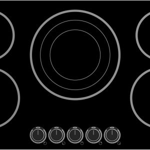 ThermoMate 36 Inch Electric Cooktop, 5 Burners Knob Control Built-in Ceramic Cooktop, 30" Radiant Electric Stove Top of 9000W with 9 Heat Levels, Hot Surface Indicator, 220-240v, Hard Wired
