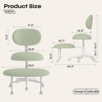 Ergonomic Cross Legged Office Chair with Wheels, ADHD Chair for Adults, Meditation Chair, Yoga Office Chair, Comfortable Back Support, Height Adjustable,Small Spaces, Teddy Fabric, Green - Image 2