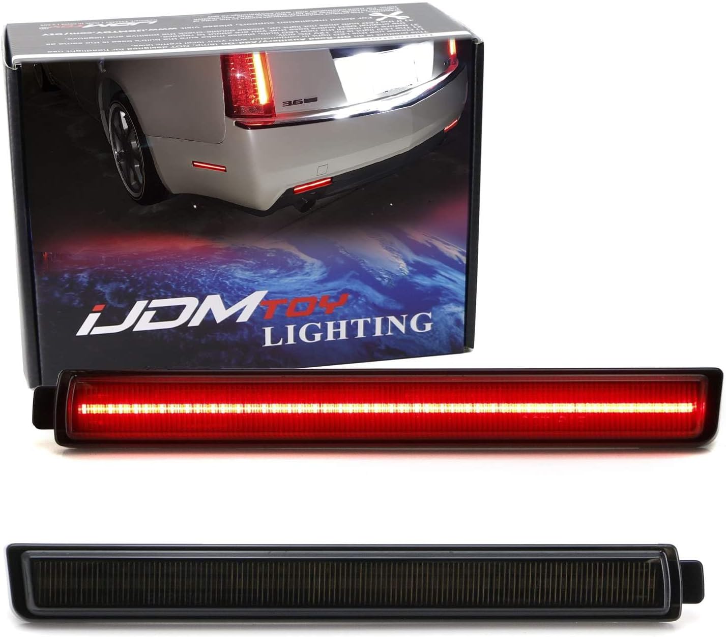 iJDMTOY Smoked Lens Red Full LED Rear Side Marker Light Kit Compatible With 2008-2013 Cadillac CTS Sedan, Powered by 40-SMD LED, Replace OEM Back Sidemarker Lamps