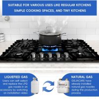 Gas Cooktop 30 Inch, 5 Burner Stove top, Built-in Propane/Natural Gas Convertible Hob, Stainless Steel Countertop Built-in with Thermocouple Protection, Black - Image 5
