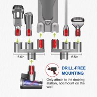 LANMU Accessory Holder Compatible with Dyson V15 V12 V11 V10 V8 V7 Outsize Gen5 G5 Cordless Stick Vacuum, No-Drilling Docking Station Attachments Organizer Accessories Storage Rack - Image 2